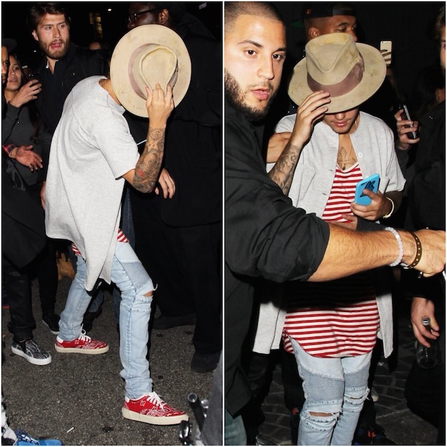 Justin Bieber Wears Louis Vuitton On the Road Red Bandana Sneakers