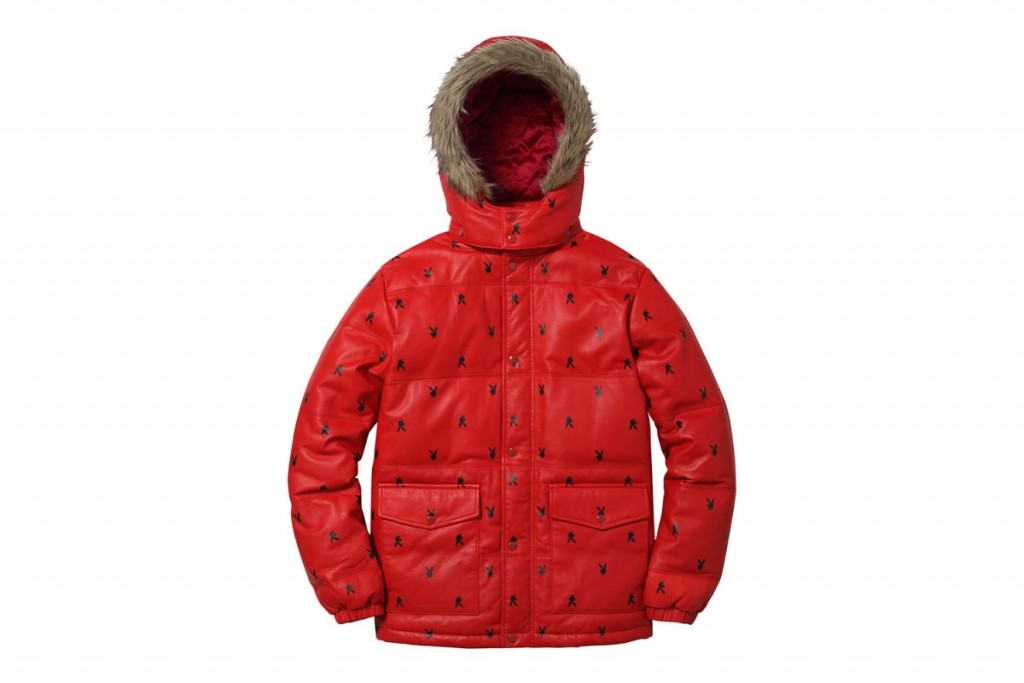 supreme playboy puffy down jacket red