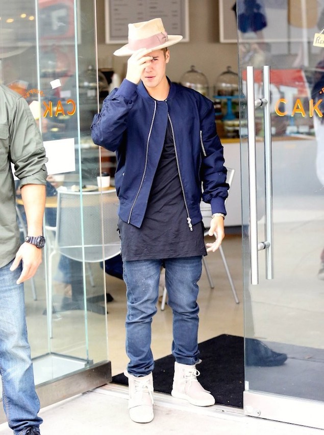 Justin-Bieber-Fear-God-jacket-Nick-Fouquet-hat-Kanye-West-Adidas-Yeezy-sneakers