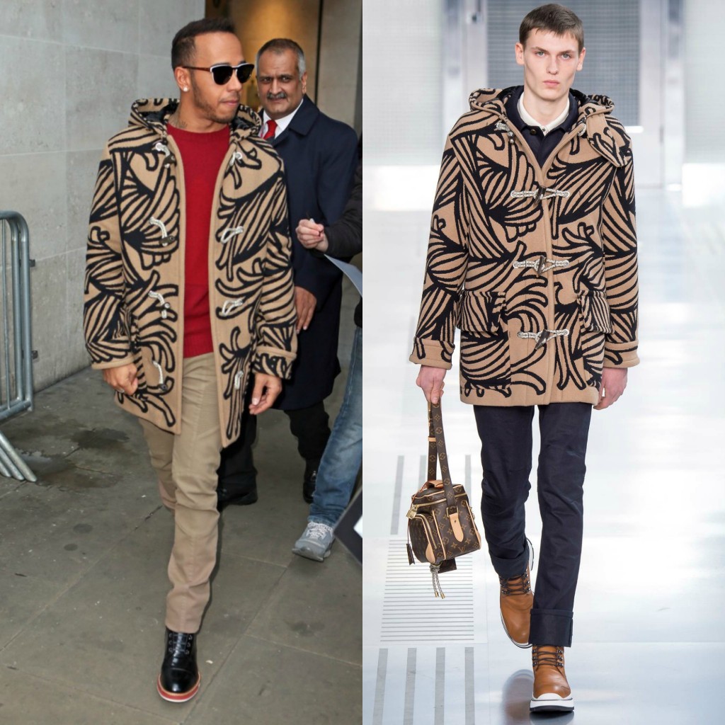 Lewis Hamilton Wears Louis Vuitton Souvenir Jacket and Sneakers at Menswear  Fall/Winter 2016 Show