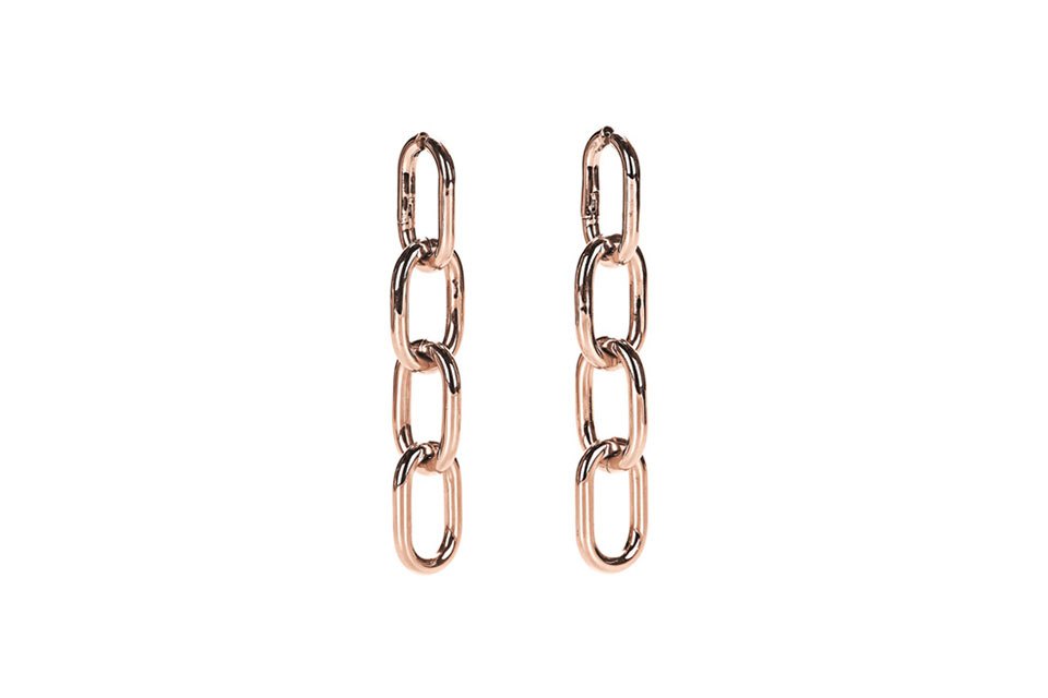 Four-link chain earrings in rose gold - available also in rhodium, $295
