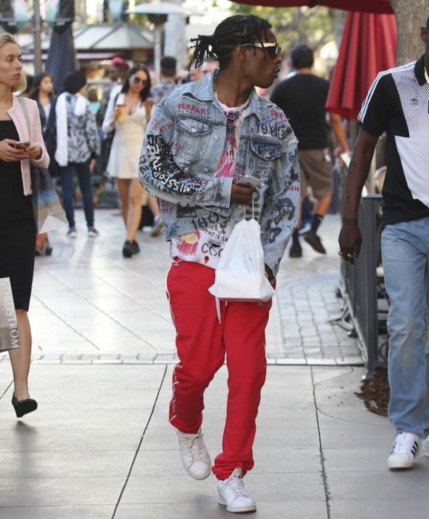 adidas pants with denim jacket