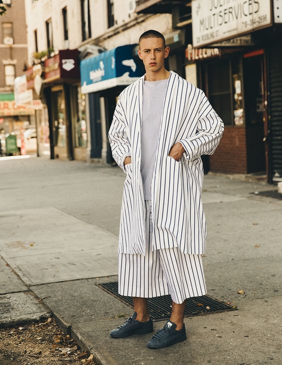 Menswear stripes trend spring summer 2016 street style raf simon stan smith