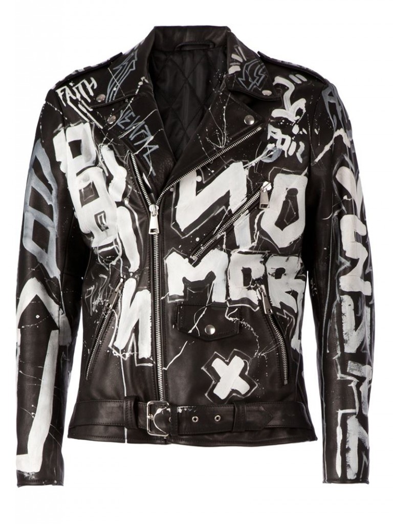 Joe Graphic Printed on back Black Faux leather Biker Jacket – Love