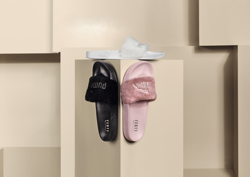 Pink fur slides puma deals