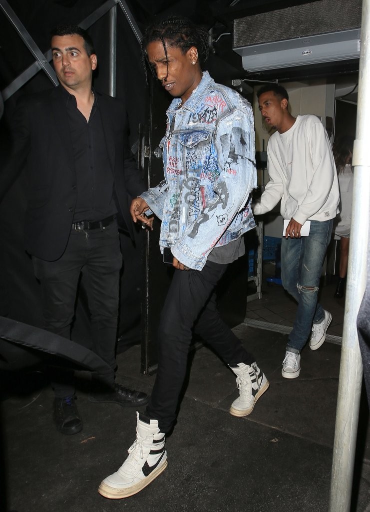 ASAP-Rocky-Spotted-Leaving-Nice-Guy-LA-wearing-Rick-Owens-Vintage-Dunk-Sneakers-Shoes-1