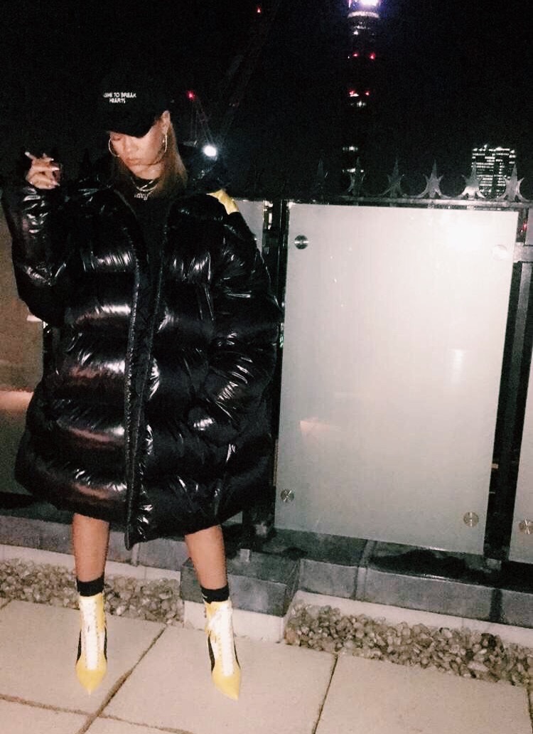 Rihanna on sale oversized coat