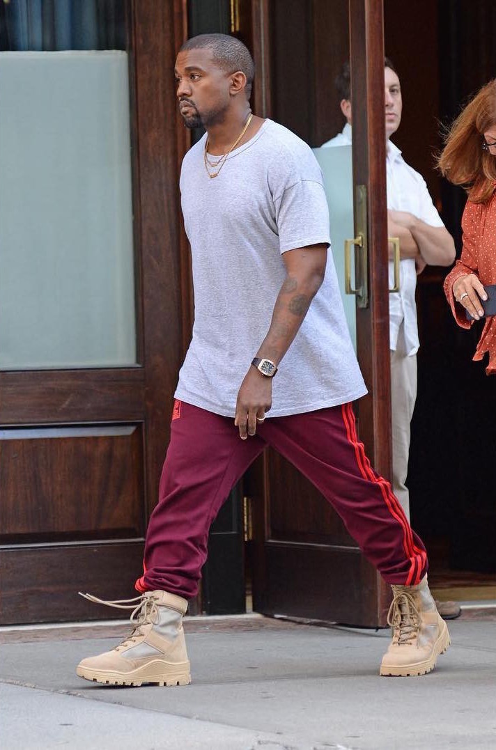 SPOTTED: Kanye Adidas Yeezy Season 4 Calabasas Sweatpants & Yeezy Military Boots – PAUSE Online | Men's Fashion, Street Style, Fashion News & Streetwear