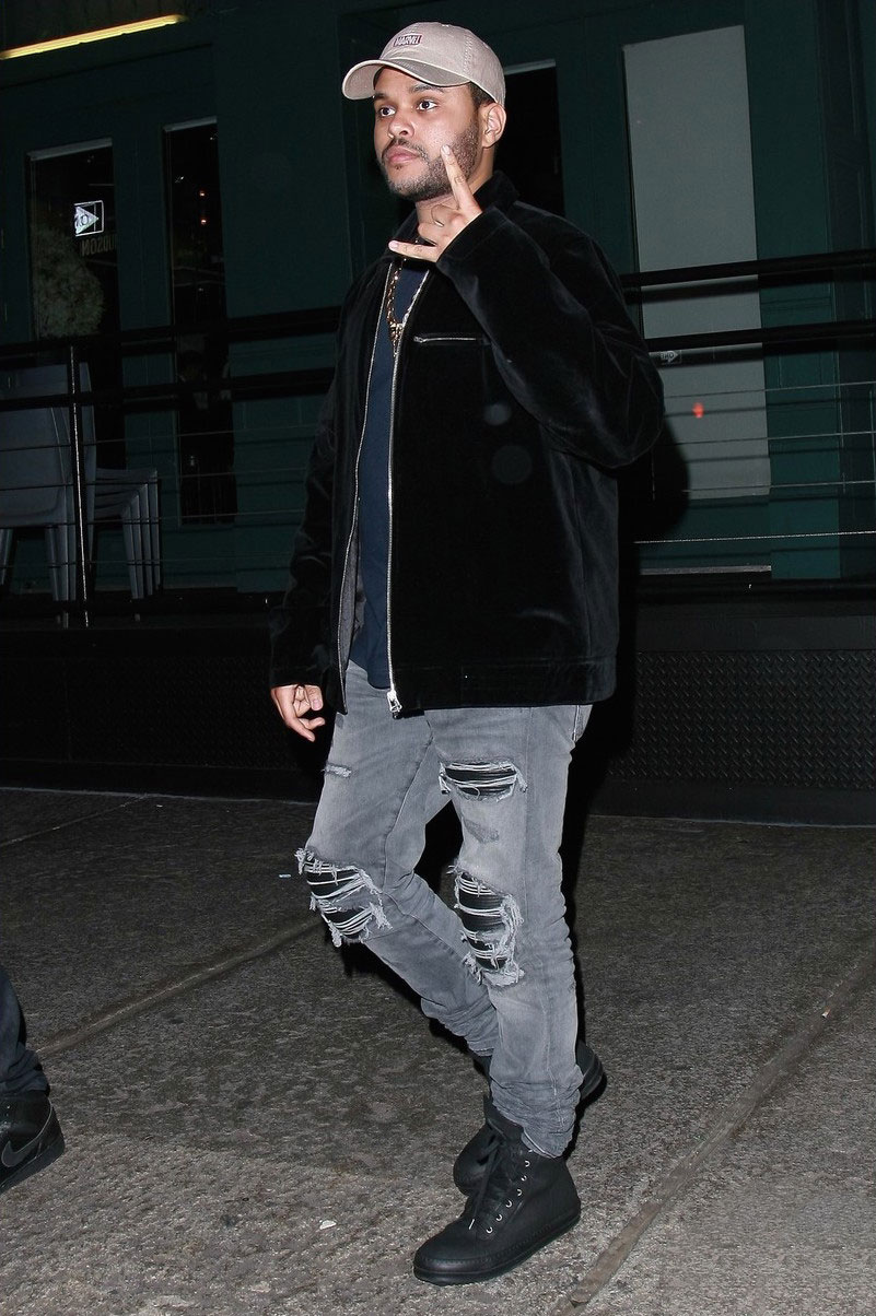 the-weeknd-amiri-jeans-rick-owens-sneakers