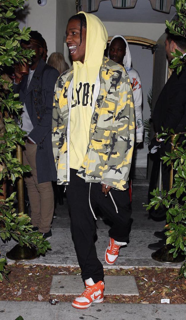 SPOTTED: ASAP Rocky In VLone Jacket, ASAP Mob Hoodie + Nike x Supreme ...