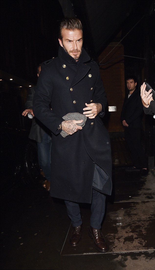 SPOTTED David Beckham Hosts Kent and Curwen Dinner in Military Coat PAUSE Online Men s Fashion Street Style Fashion News Streetwear