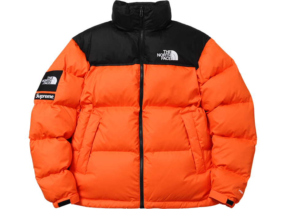 Orange supreme north face on sale jacket