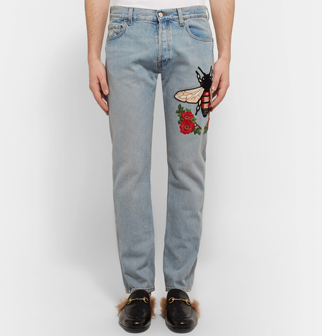 Gucci cheap jeans bee