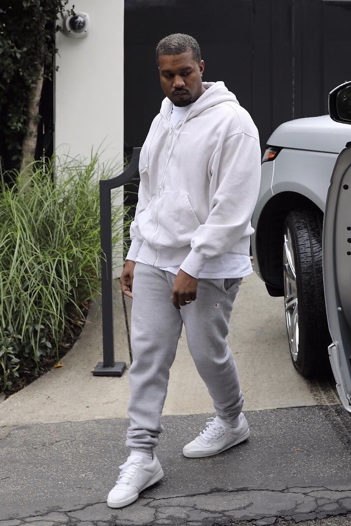 SPOTTED Kanye West Wearing Champion Joggers and Yeezy Season