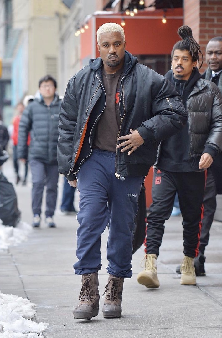 SPOTTED: Kanye West In Gosha Rubchinskiy Sweatpants, Raf Simons