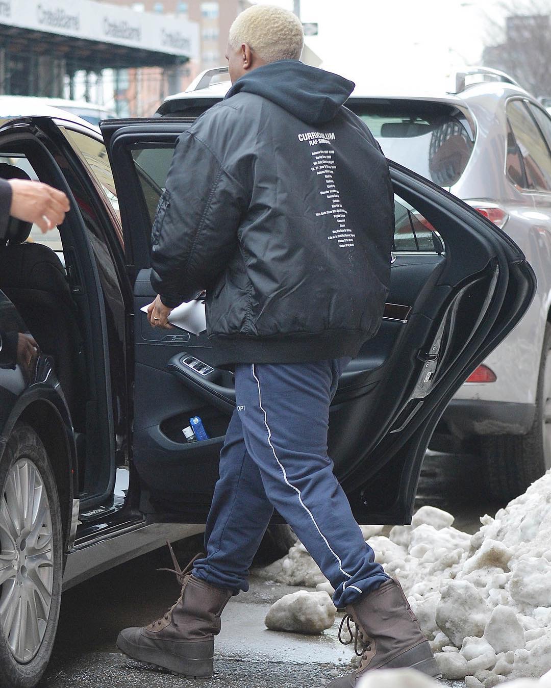 SPOTTED: Kanye West In Gosha Rubchinskiy Sweatpants, Raf Simons