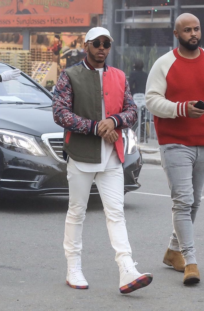 Lewis Hamilton Goes Sneaker Shopping Los Angeles