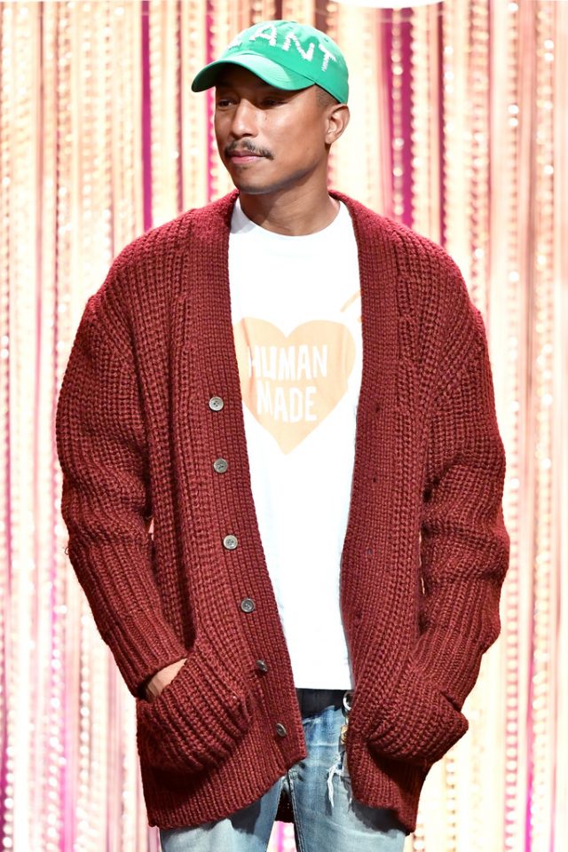 SPOTTED Pharrell Williams in Comme Des Garcons Vintage Cardigan