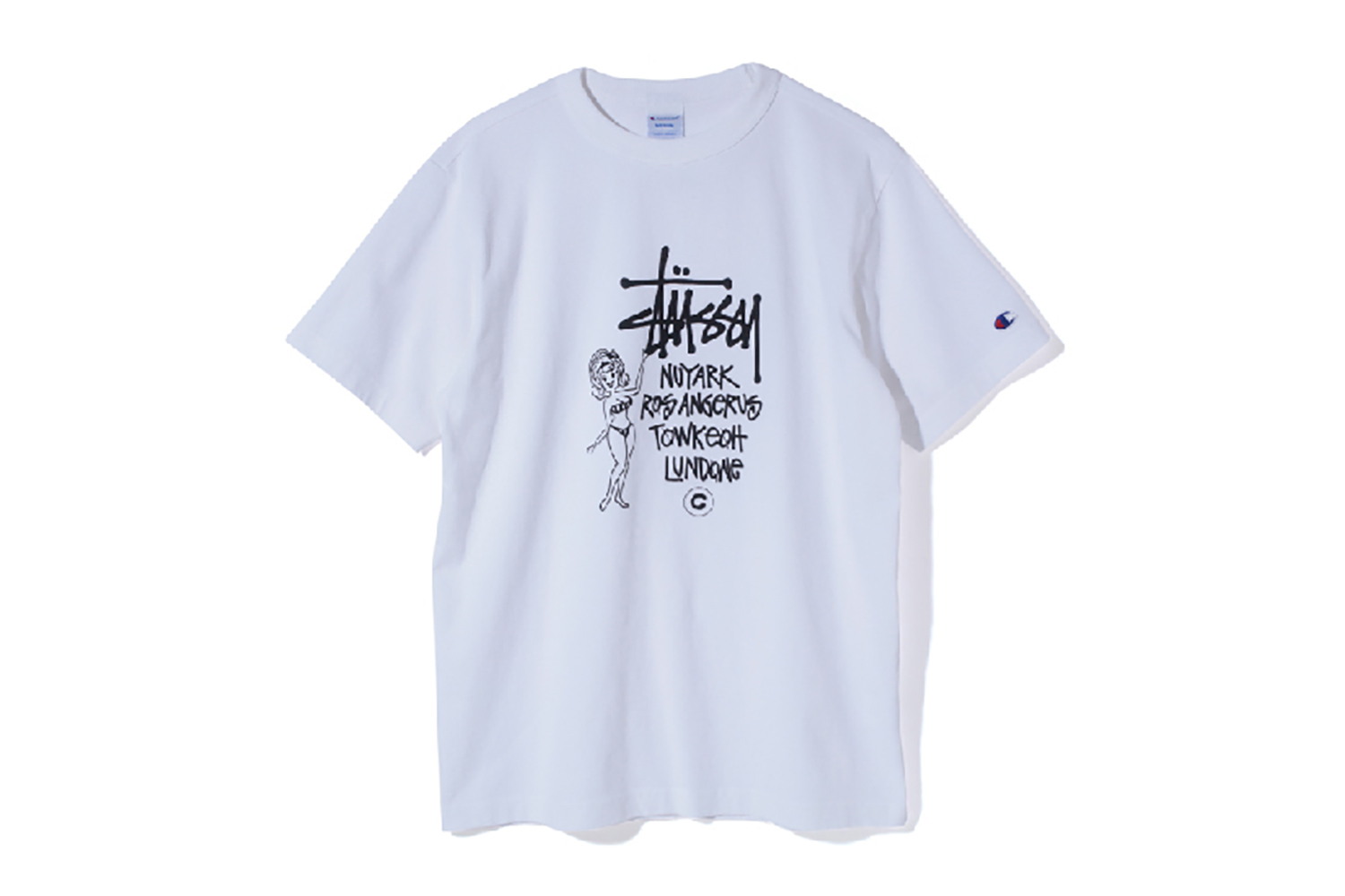 stussy x champion t shirt