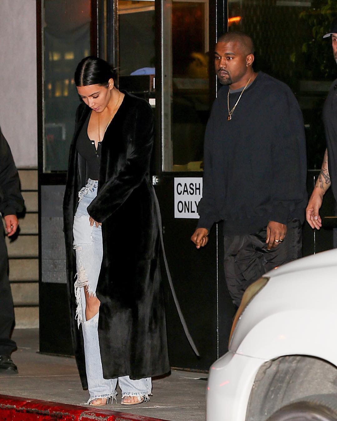 kanye wearing calabasas track pants