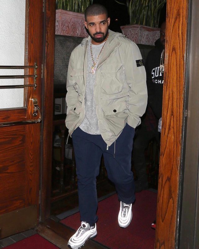 SPOTTED: Drake in Stone Island Jacket, Nike Air Max Sneakers and OVO ...