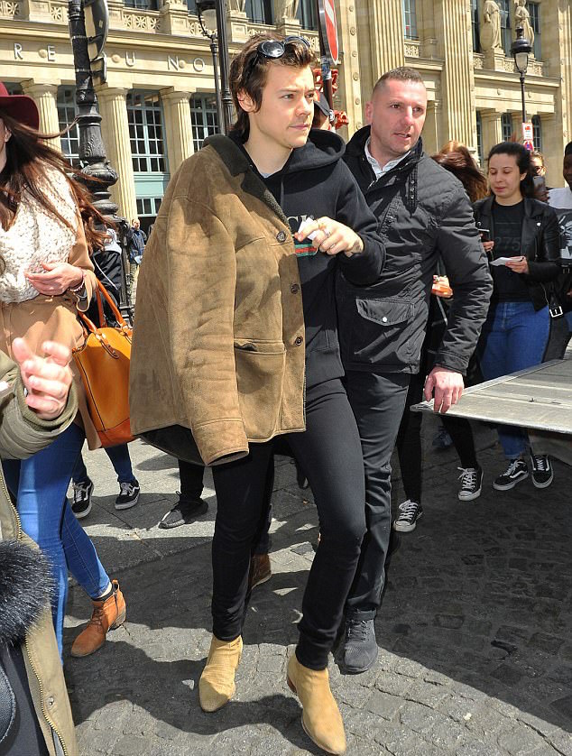 Harry Styles Wears Saint Laurent Shearling Coat in London