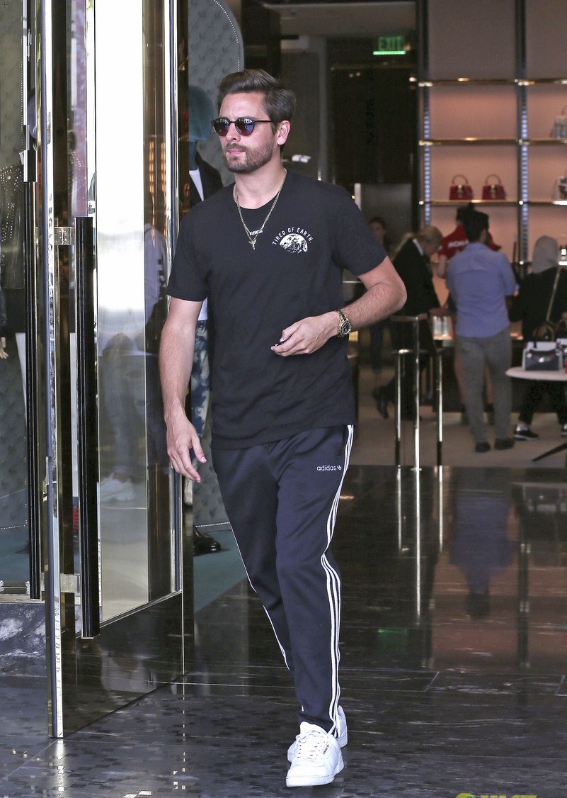 SPOTTED: Scott Disick in ”Tired of Earth” T-Shirt, Adidas Pants and ...