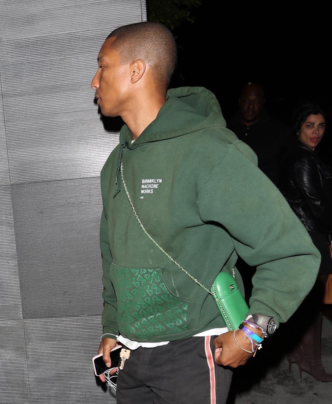SPOTTED: Pharrell Williams In Brooklyn Machine Works Hoodie And Chanel Bag  – PAUSE Online