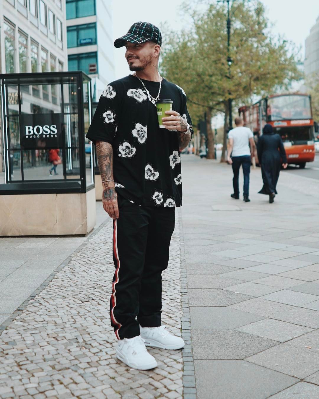SPOTTED: J Balvin in Saint Laurent T-Shirt, Gucci Pants and Air