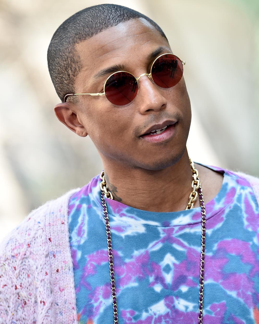 Pharrell Wearing Chanel Yarmulke at Pre-Fall 2017