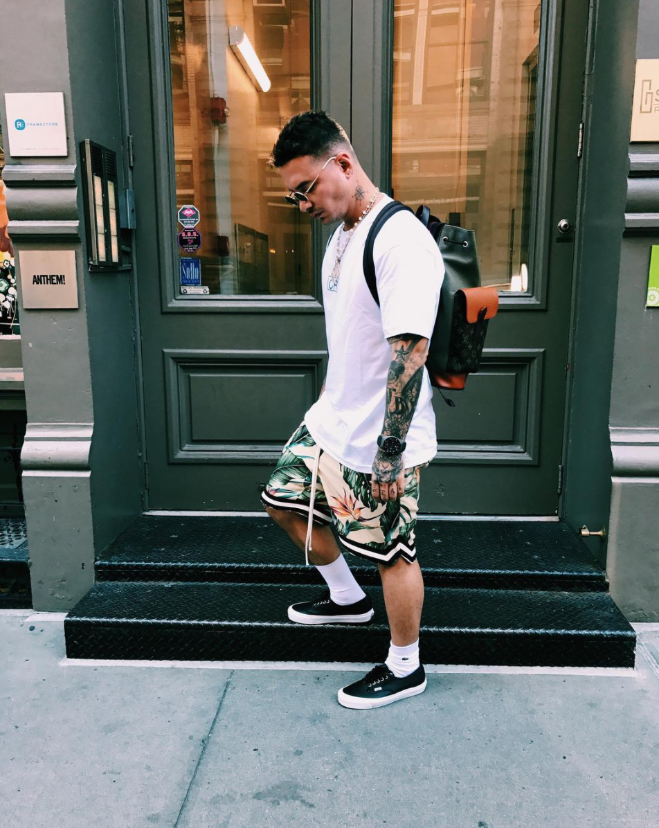 SPOTTED: J Balvin In Fear Of God Shorts, Vans Sneakers And Louis