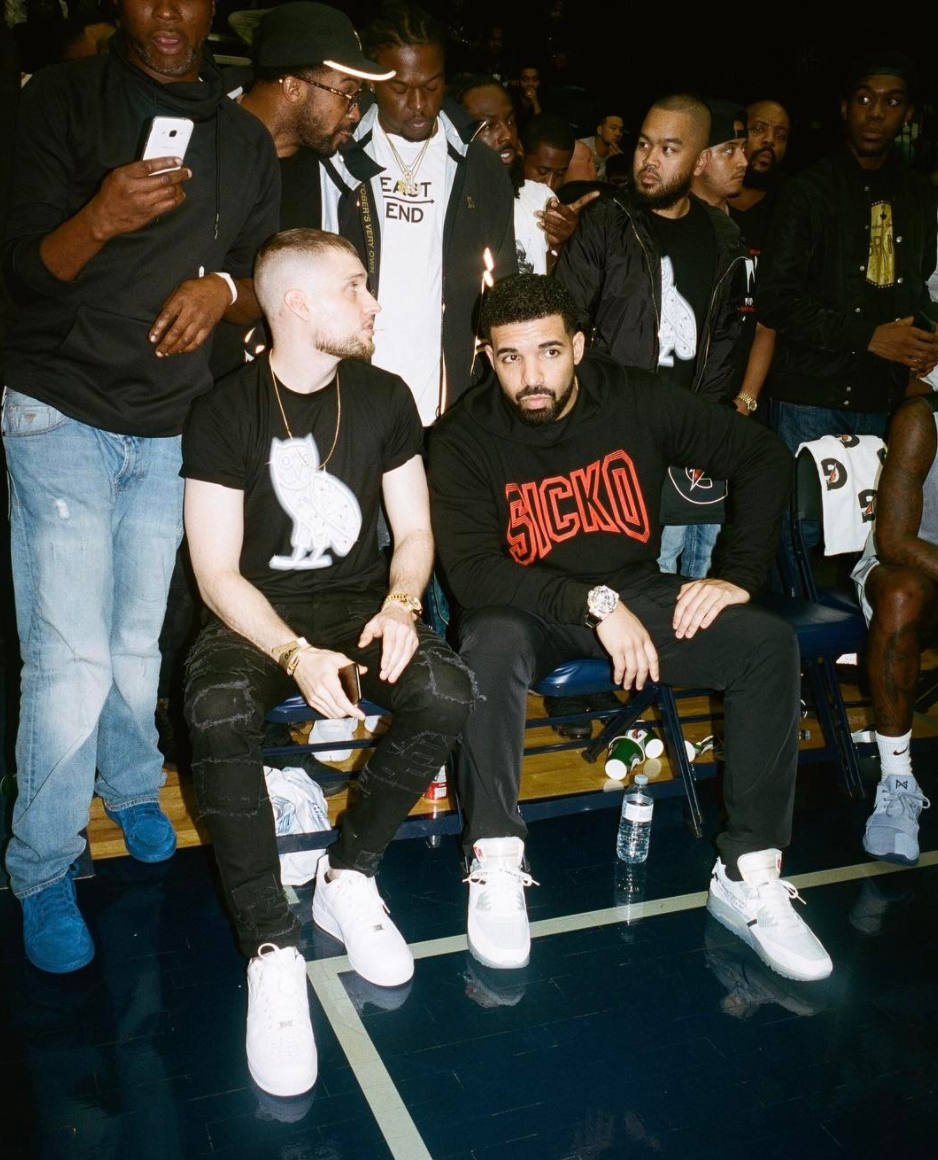 SPOTTED Drake In Sicko Hoodie And Off White x Nike Air Max 90