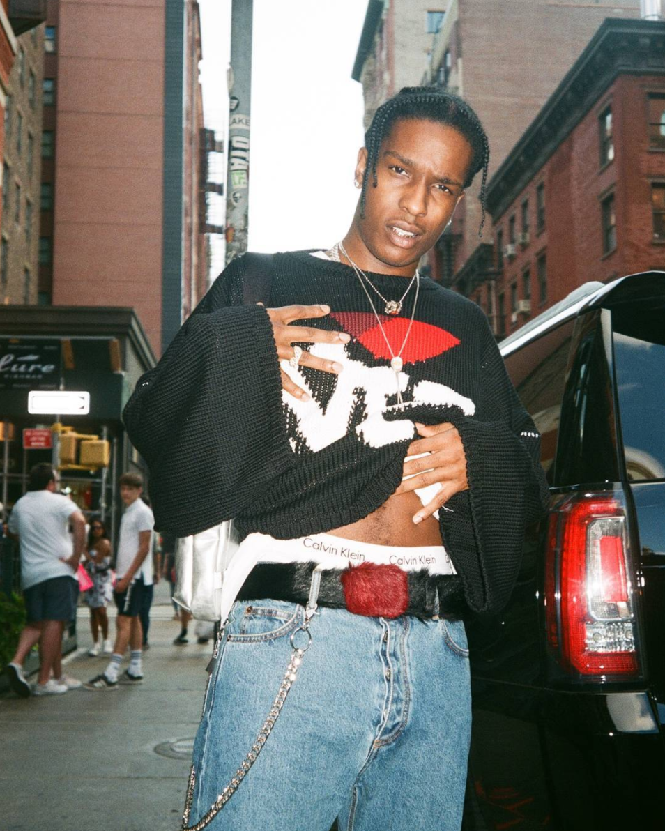 SPOTTED: A$AP Rocky In Raf Simons Sweater, Prada Belt, Calvin Klein ...