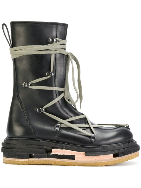 rick owens platform lace up boots