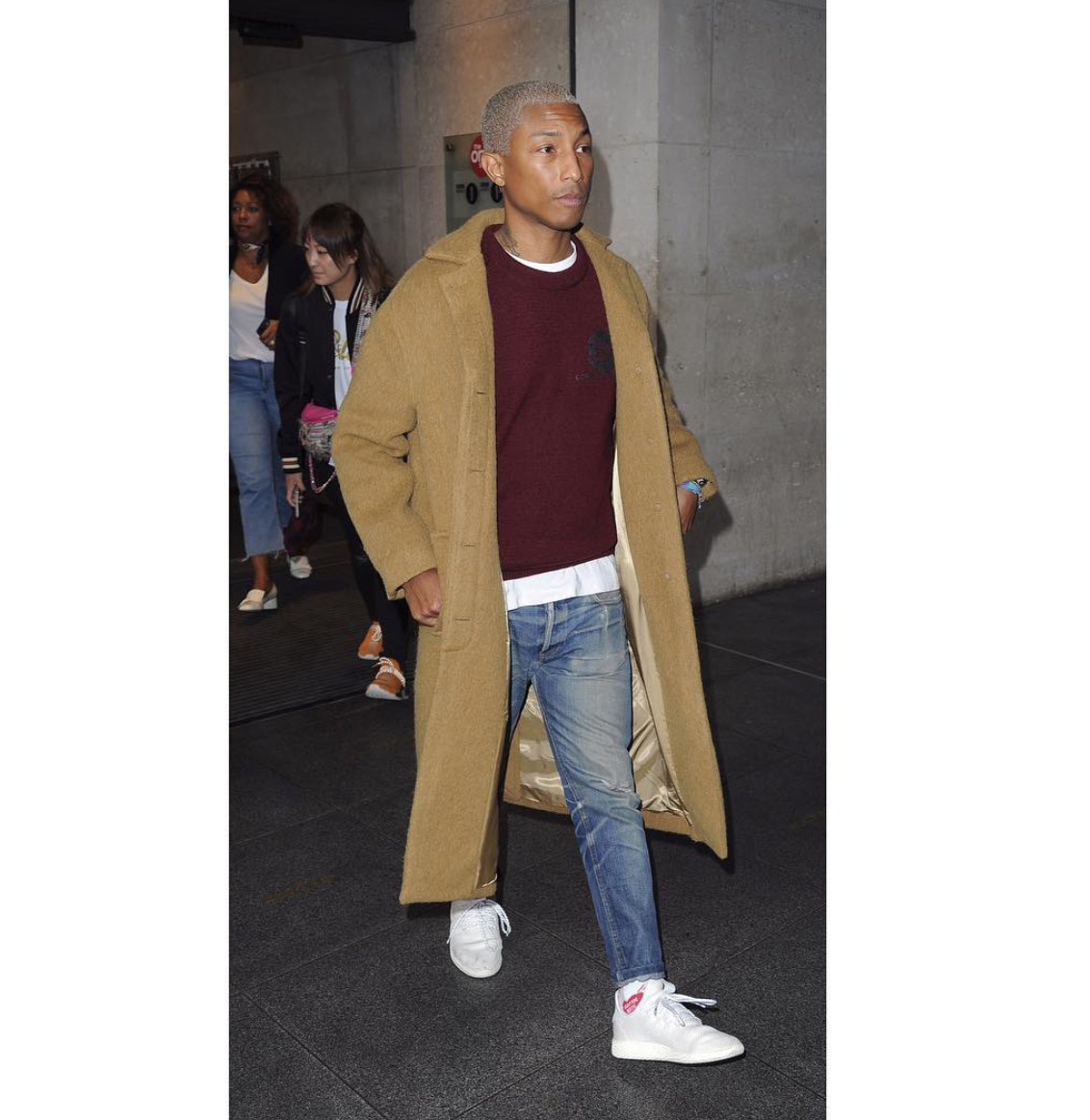 Pharrell Williams In Long Coat, Human Socks And adidas Sneakers – PAUSE Online | Men's Fashion, Street Style, Fashion & Streetwear